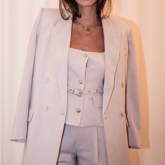Generation Love Jackets & Blazers - Generation Love Cream Vanilla Blazer and Wide Leg Pant Set